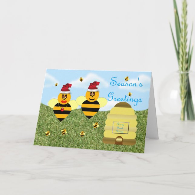 Cartes Pour Fêtes Annuelles Bourdonnement de rucher d'abeille de miel de (Devant)