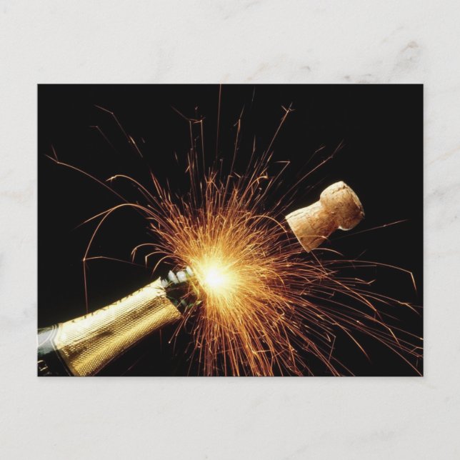 Cartes Pour Fêtes Annuelles bouteille de champagne Nouvel An (Devant)