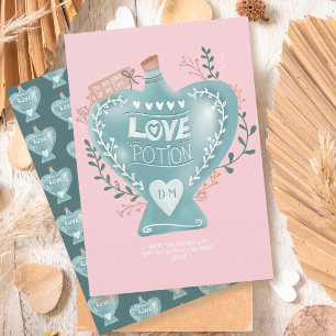Cartes Pour Fêtes Annuelles Bouteille de philtre d'amour floral bleu Saint-Val