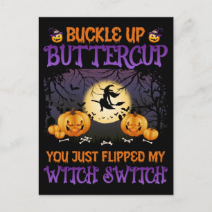 Cartes Pour Fêtes Annuelles Bouton d'interrupteur de sorcière d'Halloween vers