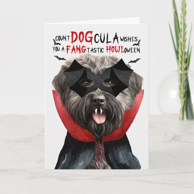 Cartes Pour Fêtes Annuelles Bouvier Chien Drôle comte DOGcula Halloween (Devant)