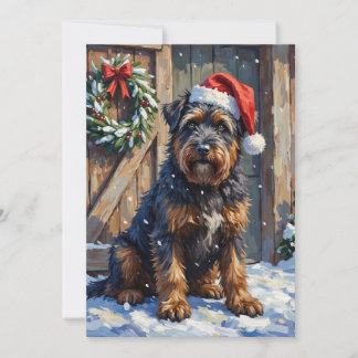 Cartes Pour Fêtes Annuelles Bouvier des Flandres Snowy Farm Christmas