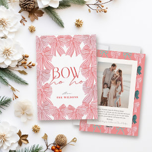 Cartes Pour Fêtes Annuelles Bow Ho Ho Red & Pink Bows Photo Noël