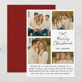 Cartes Pour Fêtes Annuelles Bow Simple Family Christmas Card