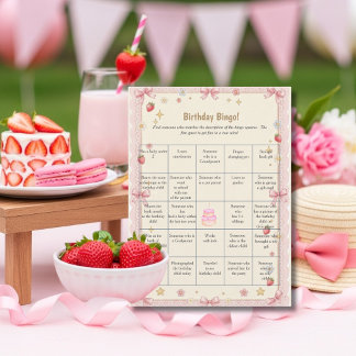 Cartes Pour Fêtes Annuelles Bows Birthday Find Guest Bingo game card