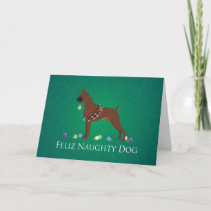 Cartes Pour Fêtes Annuelles Boxer Chien Feliz Naughty Chien Design de Noël