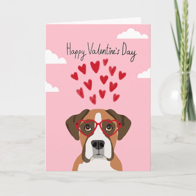 Cartes Pour Fêtes Annuelles Boxer Chien Valentines Love Card (Devant)