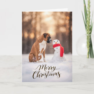 Cartes Pour Fêtes Annuelles Boxer Dog Christmas Snowman
