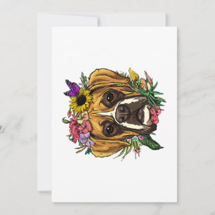 Cartes Pour Fêtes Annuelles Boxer floral Chien Botanique Plante Fleur Animaux