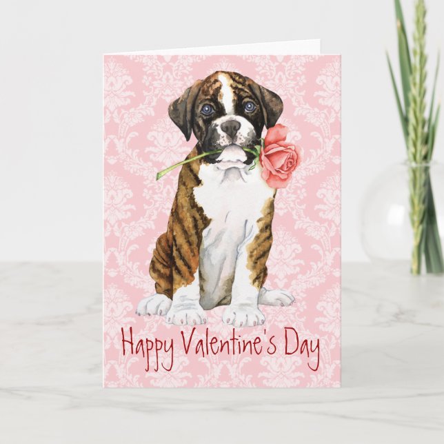 Cartes Pour Fêtes Annuelles Boxer Rose Valentine (Devant)