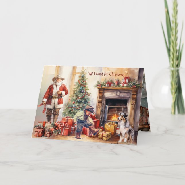 Cartes Pour Fêtes Annuelles Boy Cowboy Boots for Christmas Christmas Card (Devant)