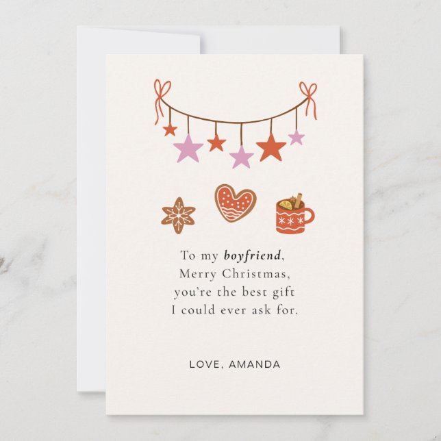 Cartes Pour Fêtes Annuelles Boyfriend Christmas Card Cute Personalized (Devant)