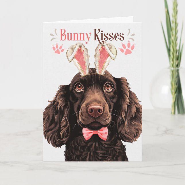 Cartes Pour Fêtes Annuelles Boykin Spaniel Chien dans Bunny Ears pour Pâques (Devant)