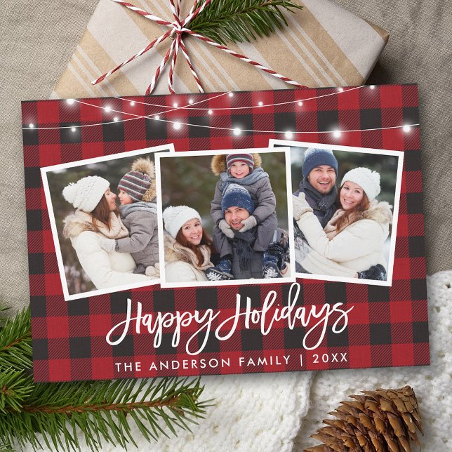 Cartes Pour Fêtes Annuelles Bracelet feux de script 3 photo rouge (Customize to add text to back of card.)