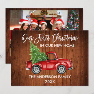 Cartes Pour Fêtes Annuelles Bracelet Script Camion Bois Première Noël Accueil 