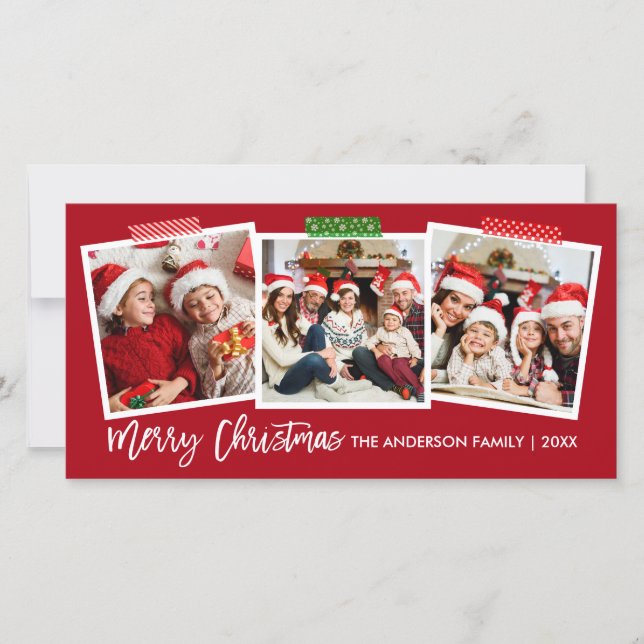 Cartes Pour Fêtes Annuelles Bracelet Script Joyeux Bande d'artisanat de Noël R (Devant)