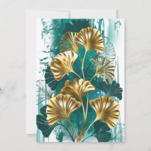Cartes Pour Fêtes Annuelles Branch with Golden Leaves Ginko Biloba (Devant)