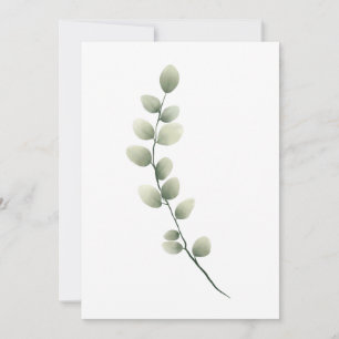 Cartes Pour Fêtes Annuelles Branche avec Feuilles vert clair en style aquarell