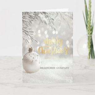 Cartes Pour Fêtes Annuelles Branche d'arbre Boule de Noël Blanche Entreprise d