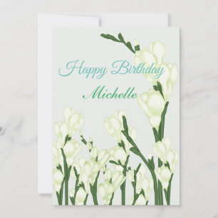 Cartes Pour Fêtes Annuelles Branche de Freesia blanche.