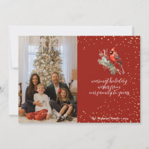 Cartes Pour Fêtes Annuelles Branche de houx cardinal hivernal aquarelle rustiq