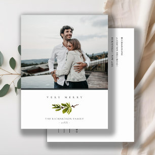 Cartes Pour Fêtes Annuelles Branche de pin minimale Noël Photo Très Joyeux
