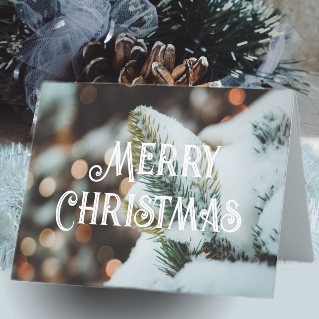 Cartes Pour Fêtes Annuelles Branche d'épinette de Noël et feux d'hiver (Créateur téléchargé)