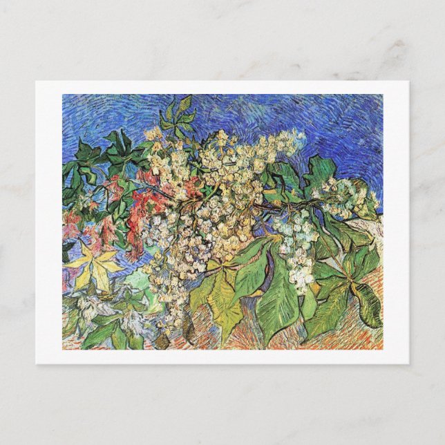 Cartes Pour Fêtes Annuelles Branches de châtaignes en fleurs, Van Gogh. (Devant)