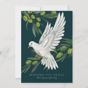 Cartes Pour Fêtes Annuelles Branches de la colombe de la paix et de l'olivier