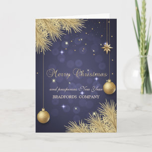 Cartes Pour Fêtes Annuelles Branches de l'Arbre de Noël Or, Compagnie des ball