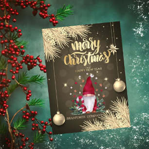 Cartes Pour Fêtes Annuelles Branches de pin, boules, Noël gnome