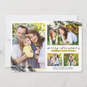 Cartes Pour Fêtes Annuelles Branches de pin trempé en or Noël  