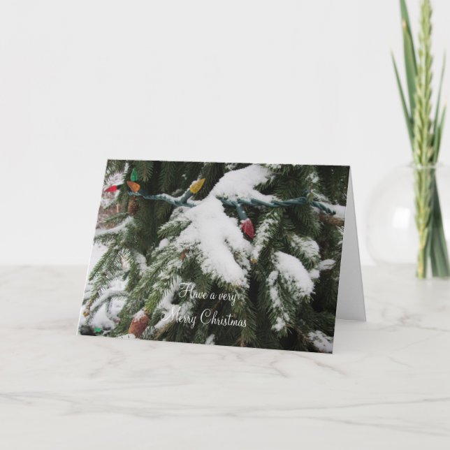 Cartes Pour Fêtes Annuelles Branches enneigées et lumières (Devant)