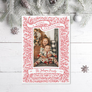 Cartes Pour Fêtes Annuelles Branches généreuses Rouge et blanc Photo de Noël