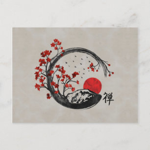 Cartes Pour Fêtes Annuelles Branches Zen Enso Circle et Sakura