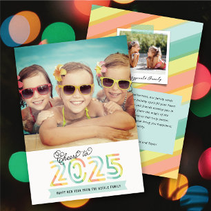 Cartes Pour Fêtes Annuelles Bravo à 2025 Citrus Stripes Bonne Année Photo