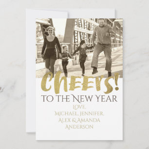 Cartes Pour Fêtes Annuelles Bravo pour la photo Gold & White du Nouvel An