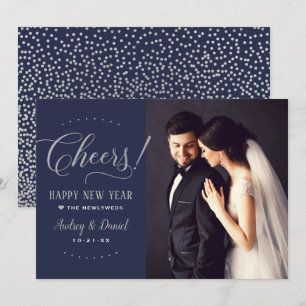 Cartes Pour Fêtes Annuelles Bravo Silver Navy Bonne Année Photo Mariage