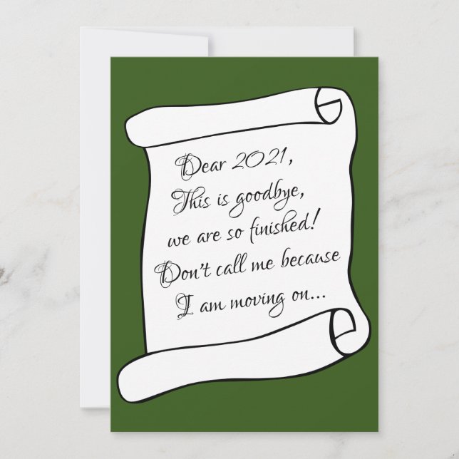 Cartes Pour Fêtes Annuelles Breaking up with 2021 Funny Joyeuses Fêtes (Devant)