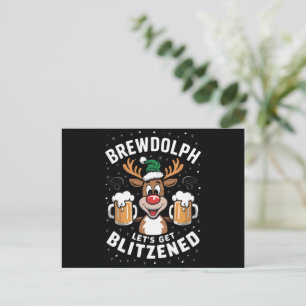 Cartes Pour Fêtes Annuelles Brewdolph Buvons Blitzened Christmas Reindeer B