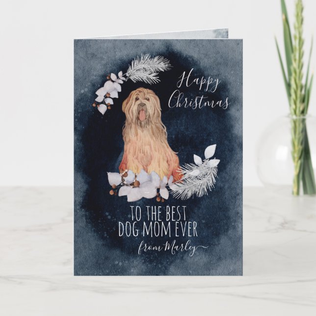 Cartes Pour Fêtes Annuelles Briard customisé Shaggy Chien Maman Noël (Devant)