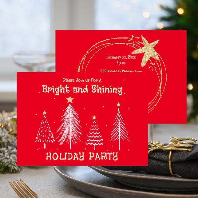 Cartes Pour Fêtes Annuelles Bright and Shining Christmas Holiday Party  (Bright and Shining Christmas Holiday Party - Red)