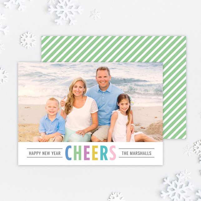 Cartes Pour Fêtes Annuelles Bright Cheers Green Happy New Year Photo (Créateur téléchargé)