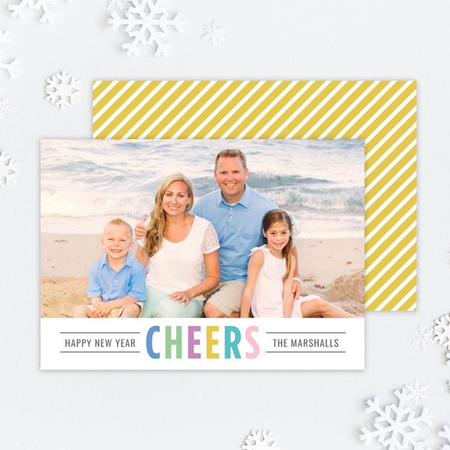 Cartes Pour Fêtes Annuelles Bright Cheers Jaune Bonne Année Photo (Créateur téléchargé)