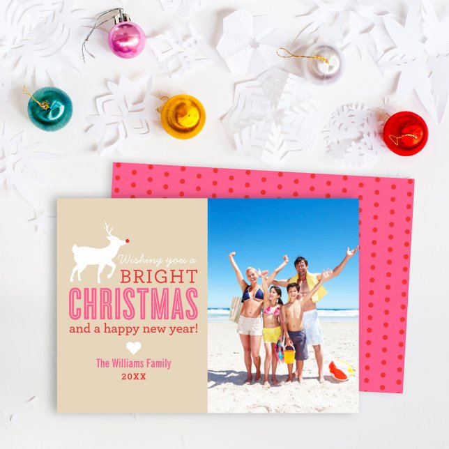 Cartes Pour Fêtes Annuelles Bright Christmas Wings Modern Reindeer Photo (Créateur téléchargé)