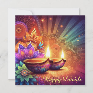 Cartes Pour Fêtes Annuelles Bright & Colorful Happy Diwali Festival de la lumi
