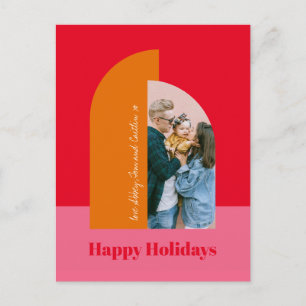 Cartes Pour Fêtes Annuelles Bright Colorful Rose Noël Famille Photo Happy