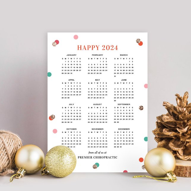 Cartes Pour Fêtes Annuelles Bright Dots 2024 Calendrier Business Holiday Card (Créateur téléchargé)