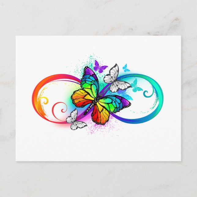 Cartes Pour Fêtes Annuelles Bright infinity with rainbow butterfly (Devant)