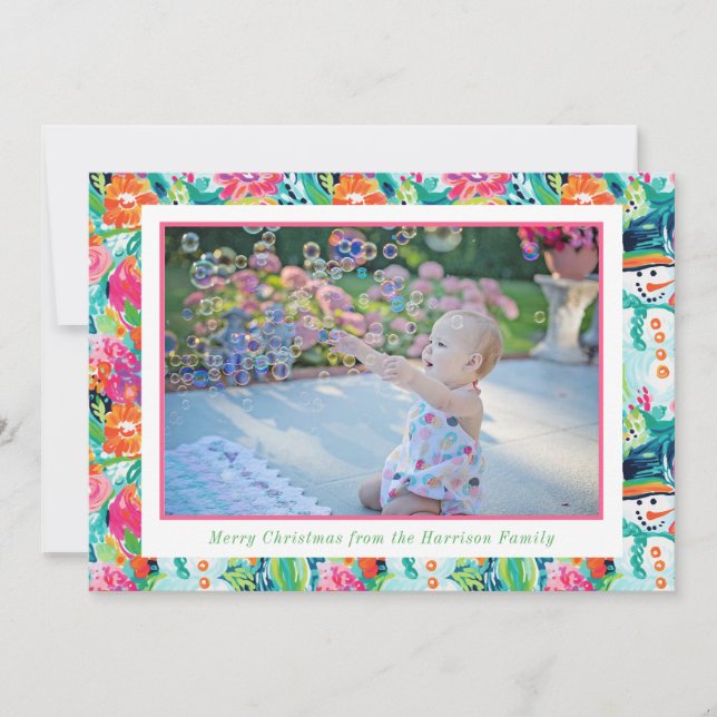 Cartes Pour Fêtes Annuelles Bright Palm Beach Christmas Snowman Photo (Devant)